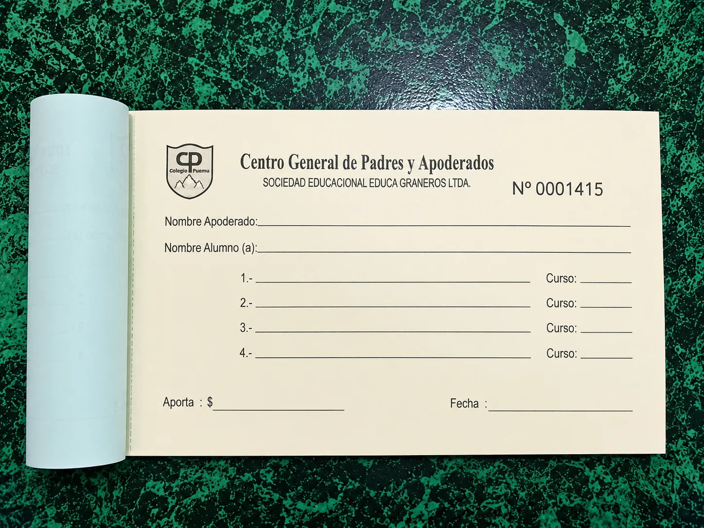 Formulario numerado para centro general de padres y apoderados
