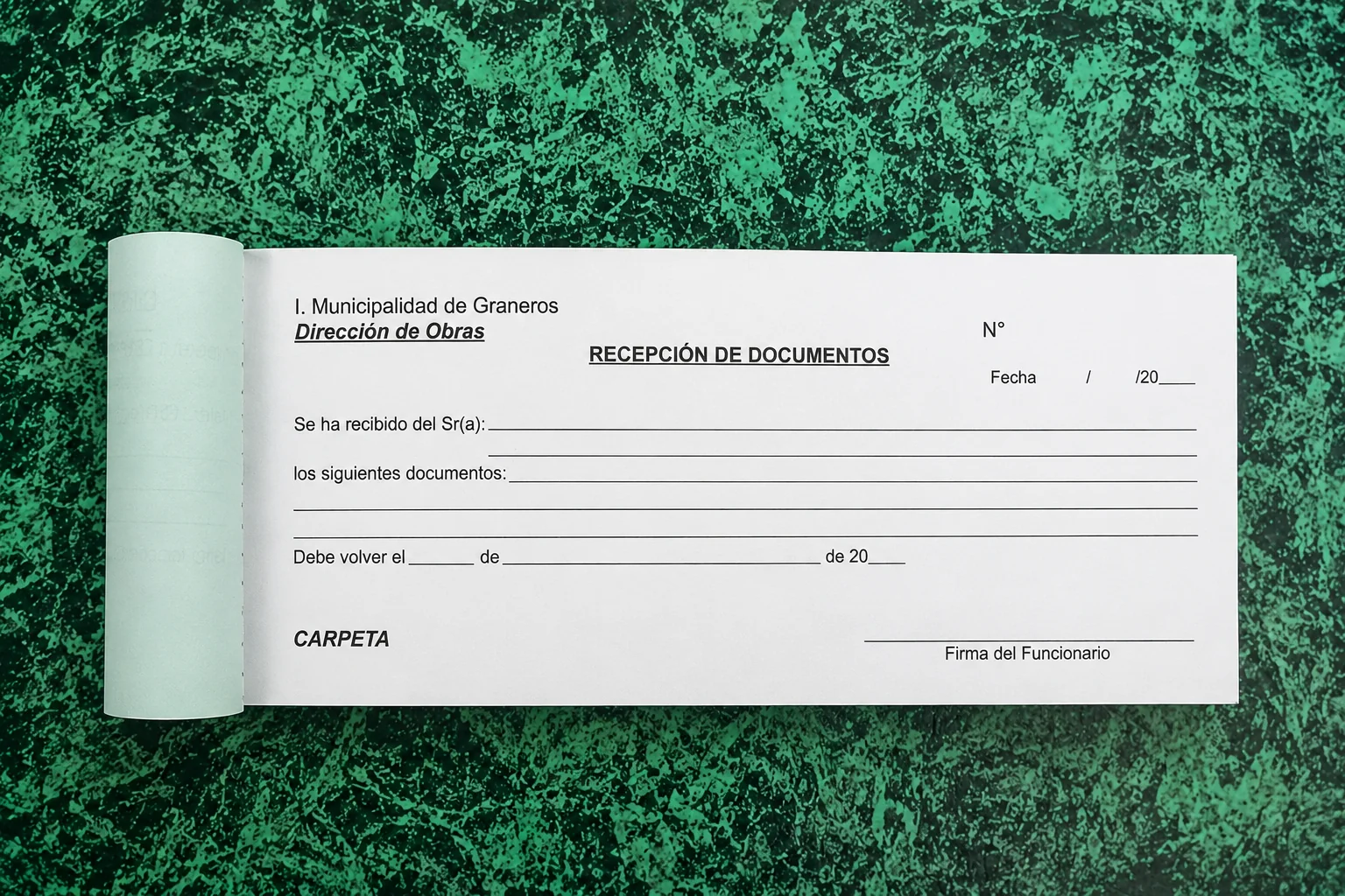 Talonario municipal para recepción de documentos